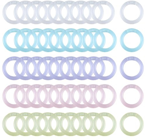 GORGECRAFT 150Stk 5 Farben Binderringe 1.45cm Kunststoff Loseblatt-Binderringe Mehrfarbig Flexible Buch-Schlüsselringe Für Karten Schule Büro Dokumentenstapel Sammelalbum Notizbuch Schlüsselanhänger