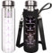 DEARRAY 1 litre Bouteille de Thé en Verre avec Infuseur en INOX, 1000 ml Gourde en Verre Borosilicate Gourde sans Bpa avec Filtre Pour Café Infusé et Thé en Vrac