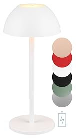 lightling LED Tischlampe Robert in Weiß Matt, Akkuleuchte, Up- and Downbeleuchtung, 4-fach Touch, Akkubetrieb mit USB-C Anschluss, IP54 Outdoor, Ø 13 cm, Höhe 30 cm, Kunstoff