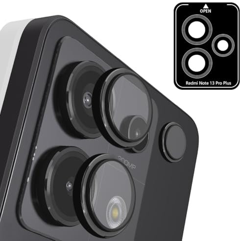 Annhan Vetro Temperato per Xiaomi Redmi Note 13 Pro 5G Fotocamera, Telaio Alluminio in Metallo [Resistente ai Graffi] Protezione Obiettivo Fotocamera per Xiaomi Redmi Note 13 Pro 5G - Nero