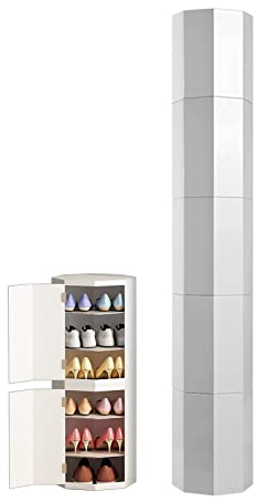 Vertikales Schuhregal mit drehbarem Turm, Schuhschrank für Schlafzimmer und Flur, rundes Schuhregal mit Tür, tragbarer und moderner Organizer