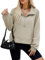 Famulily Frauen Langarm Sport Sweatshirt Loose Fit Half Zip Cropped Pullover Sweatshirts Revers Herbst Outfits Beige M