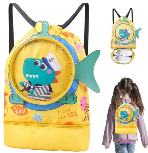 QYEHF Gimnasia Mochila con Cordón - Mochila con Cordón, Cocodrilo Mochila Piscina Impermeable Separación en Seco-Húmedo con Compartimento para Zapatos, Adecuado para Playa, Acampar