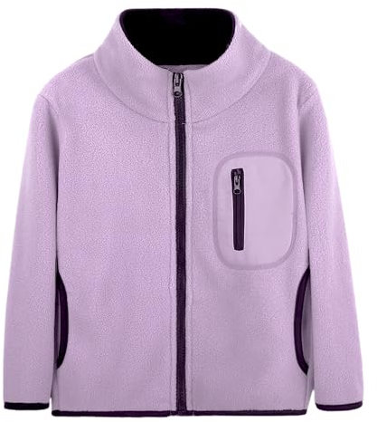 ANIMQUE Neonato Bambini Pile Polar Giacca Collo Alto Antivento Giacca Cerniera Leggero Cappotto Semplice Genitore-Bambino Capispalla, Viola 110