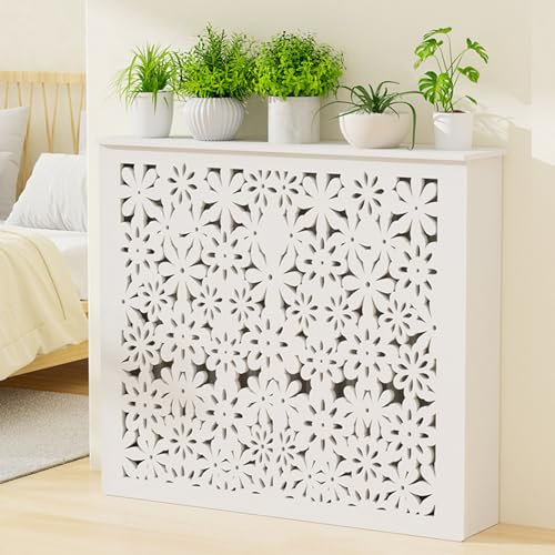 White Radiator Cover, Radiator Shelf, Radiator Cover Cabinet Shelf, Heating Cabinet Storage Shelf, Space Decorative Heating Cabinet, for Home Living Room Bedroom, Easy Snap Connection(90*90*20cm/35.4*