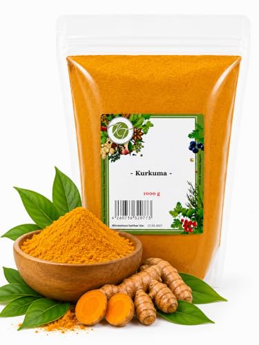 K T 1000 g Kurkuma Pulver Curcuma Kurkumin Gelbwurz gemahlen - 1A Qualität
