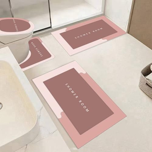 Generic Set di tappeti da bagno 4 pezzi: tappetini da bagno super assorbenti ad asciugatura rapida lavabile in lavatrice antiscivolo per casa