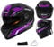 Motorbike Helmets With Visor UV Goggles Full Face Retro Motorcycle Helmet ABS Material DOT/ECE Certified Crash Helmets Scooter Helmet Cruiser Chopper Moped Helmet For Men Women,Purple-55~62CM