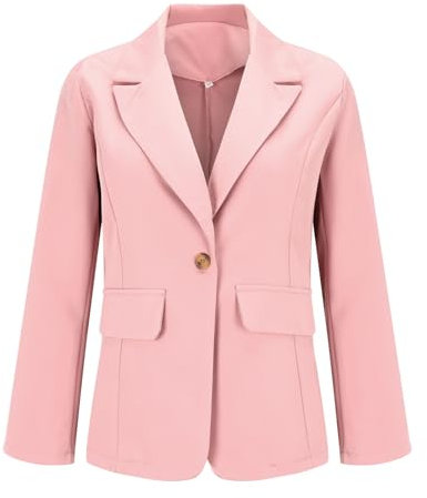 Mashaouyo blazer corto, da donna, per feste, rosa, da lavoro, da lavoro, da lavoro, da donna, con blazer oversize, Colore: rosa., m