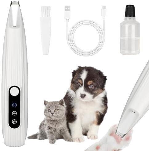 OFFCUP Pfotentrimmer für Hundem, Leise Hundeschermaschine mit LED-Licht, Schermaschine Hund Katze, Hundetrimmer Wiederaufladbar Hundepfoten Trimmer Haustier Rasierer für Pfoten, Augen, Ohren, Gesicht