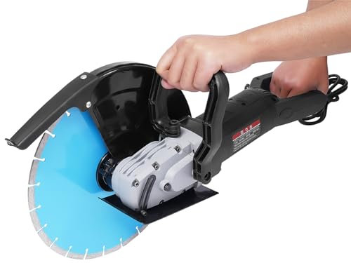 Elektrische Betonfräse, 3000W Betonsäge 135mm Schnitttiefe Steinsäge Nassschneider Mauersäge für Zement, Ziegel, Stahlschneiden 3800rpm Klingen-Durchmesser 35.56cm (Blau)