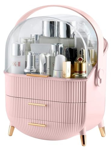 Neo Three Layer Cosmetic Makeup Vanity Beauty Storage Organiser Skincare Display Box Case Holder (Pink)