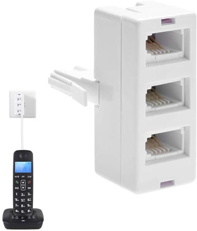 BT Telephone Socket Line 3 Way Splitter- Uk BS6312 431A Compatible,White Cable UK Adapter Landline Port Converter Extender for Modem/FAX/Cordless Phones,Telephone Splitter Female to Male Port Extender
