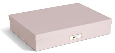 BIGSO SVERKER Dokumentenbox für Unterlagen im A3-Format – Schreibtischablage mit Deckel und Griff – Aufbewahrungsbox aus 100% recycelter Faserplatte und Papier in Leinenoptik – rosa