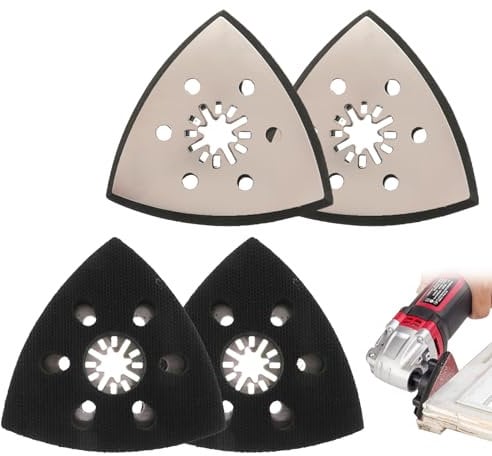 Triangle Sanding Plate, Pack of 4, 93 mm Fine Sanding Plate, Multitool Sanding Disc, Triangle Sander, Delta Sander Accessories for Precision Work on Wood, Metal Grinding, Rust Removal