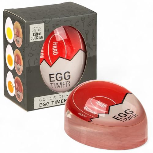 MIJOMA Farbwechsel-Eieruhr Egg Timer – Perfekte Frühstückseier – Mitkochbar, hitzegesteuert – BPA-frei, lebensmittelecht – Anzeige für weich, mittel, hart – 6 x 4 cm