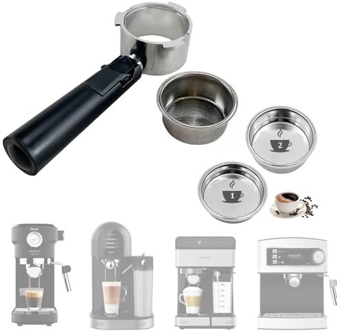 Roboparts® Portafiltro de café sin Fondo de Acero Inoxidable de 51 mm para cafetera Cecotec Power Expresso 20, Cafelizzia 790, Power Instact-ccino 21