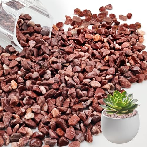 Galets de gravier rouges de 1 kg pour plantes, pierres naturelles de gravier de jardin, galets naturels pour vases, aquarium, bambou, hydroponie, décoration d'intérieur (6 à 9 mm)