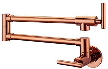 Kitchen Tap, Modern Style Solid Brass Rose Gold Finish Wall Mounted Pot Filler Sink Tap Kitchen Faucet