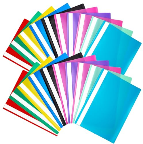 20 Stück Schnellhefter A4 Plastik Stabil, Hefter A4 in 10 Farben, Schnellhefter Plastik Stabil, Plastikhefter Set Bunt aus PP Kunststoff, Hefter für Schule Studium Büro Zuhause