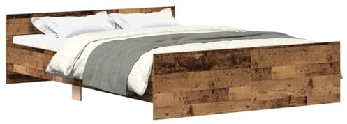 mtlskopl Altholz Doppelbett 150x200 cm aus Holzwerkstoff und massiver Kiefer, inkl. kopfteil und lattenrost, robuster bettrahmen für Schlafzimmer und Gästezimmer, einfacher Aufbau