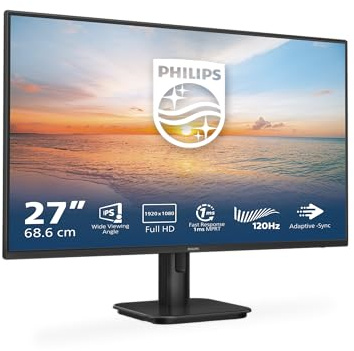 PHILIPS Monitor 27E1N1190A 27 pollici 1920x1080, FHD, 120Hz, IPS Panel, 4ms GtG, Speakers, (HDMI1x 1.4) Nero