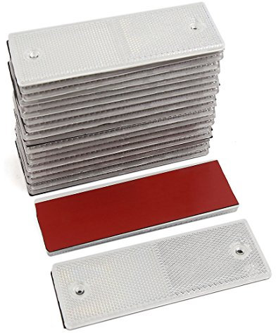 sourcing map White Reflective Warning Plate Adhesive Reflector 145mm x 50mm 20pcs