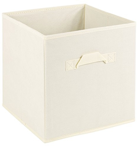 URBNLIVING Collapsible Storage Cube Drawer Box with Carry (Cream - Large)