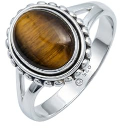 mantraroma Silberring Damen 925 Sterling Silber – ovaler Edelstein Ring, Vintage Statement Ring Schmuck, elegantes Geschenk für Frauen