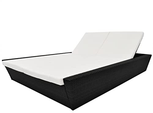 vidaXL Sonnenliege Gartenliege Gartenmöbel Liege Strandliege Relaxliege Freizeitliege Liegestuhl Rattanmöbel Rattanliege Poly Rattan Schwarz