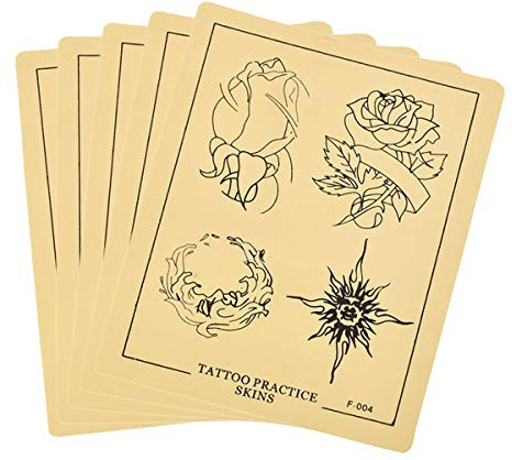 Supvox Tattoo Übungshaut Zum Üben Mit Motiv 7.48X5.51 Zoll Doppelseitige Praxis Haut Für Anfänger Tätowierer Wiederverwendbar