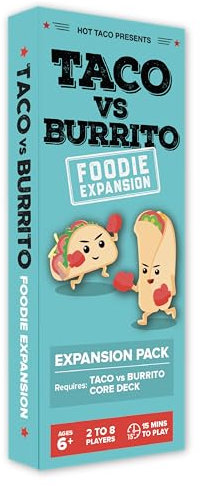 Taco vs Burrito Paquete de expansión Foodie Edition - Requiere Core Game para Jugar - Juego de Cartas Creado por un niño de 7 años familias