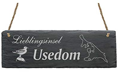Schiefertafel Schild LIEBLINGSINSEL USEDOM Dekotafel 22 x 8 cm