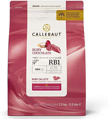 CALLEBAUT RUBY CHOCOLATE - CIOCCOLATO ROSA - FINEST BELGIAN CHOCOLATE - RECIPE N° RB1-2,5 KG