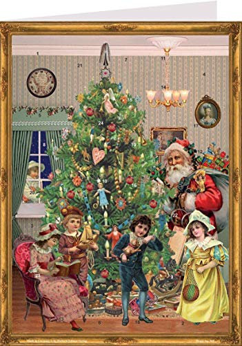 Adventskalender Postkarte Unterm Weihnachtsbaum: Papier-Adventskalender