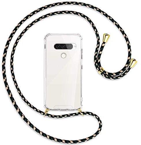 mtb more energy® Handykette kompatibel mit LG G8S ThinQ (LM-G810, 6.21'') - Camouflage/Gold - Smartphone Hülle zum Umhängen - Anti Shock Full TPU Case
