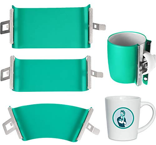 Mudder 3 Pieces 3D Sublimation Silicone Mug Wraps, 11 oz 12 oz and 15 oz Green Transfer Mug Mold Cup Clamp Fixture for Printing Cups Tumblers Sublimation Heat Transfer Machine