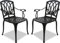 Centurion Supports Positano 2-Large Garden & Patio Bistro Chairs with Armrests in Cast Aluminium Black