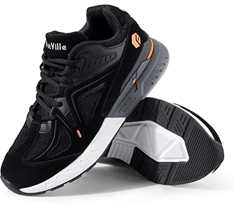 FitVille Womens Extra Wide Fit Trainers Ladies Walking Running Shoes Comfortable Jogging Sneakers for Plantar Fasciitis Flat Feet, Black, 9 UK X-Wide