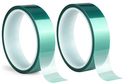 ACIT 2 Rollen Polyester-Klebeband für hohe Temperaturen, grünes PET-Klebeband, Silikonklebeband, perfekt für: eloxiert, 3D-Drucker, Thermofarbe (66m x 50mm)