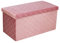 Folding Storage Ottoman Velvet Lattice Storage Box Pressed Velvet Seat Stool Chair Footstool Pouffe Bench (76cm x 38cm, Blush Pink)