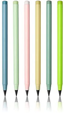 Quesuc 6Pcs Tintenlose Bleistifte Ewig,Tragbarer Immerwährender Bleistift mit Radiergummi,Portable Everlasting Pencil Wiederverwendbar für Schüler-Künstler-Zeichnung, Kindergeschenk