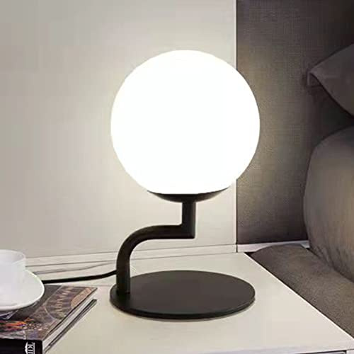 Mengjay Lampe de bureau de boule de verre Lampe de Chevet Lampe de nuit décoratif,bureau lumière créative nuit lumières,lampes de bureau de chevet,Lampe de Table pour chambre à coucher,salon (Noir)