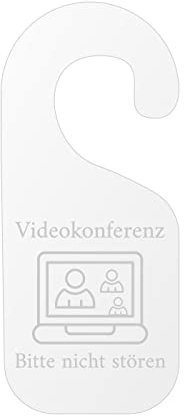 Alsino Türanhänger Türschild Holz Acryl Gravur Nicht Stören Familie Kinderzimmer WC Büro Lustig - Höhe: 18 cm, ca. 8 cm breit(Motiv Videokonferenz)