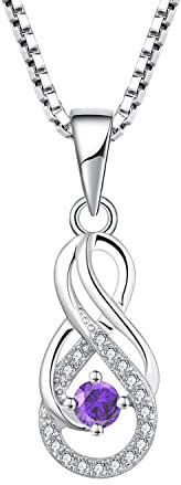 Starnny Damen Kette Silber 925 Unendlichkeit Halskette Anhänger mit Februar Geburtsstein Amethyst Farbe 3A Zirkonia Schmuck für Frauen