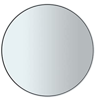 Blomus Wandspiegel Rim, Badezimmerspiegel, Dekospiegel, Stahl pulverbschichtet, farbiges Glas, White, 50 cm, 66162
