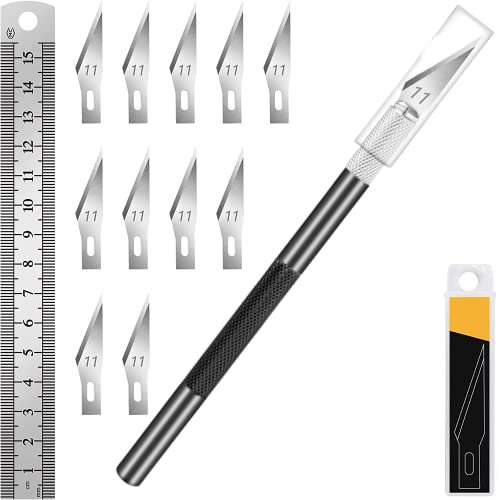 Artcut 1Pcs Scalpel, Cutter De Précision avec 10#11 Lame Scalpel, 1 Ruler, Scalpel Chirurgical pour Modelisme, Papier, Sculpture, Scalpel De Découpe, Petit Cutter, Cutter Precision (Noir)