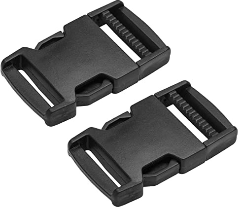 SolaDirect Side Release Buckles Clips for 10 mm / 0.39 inch Webbing Strap, Squeeze Fasteners, Black Delrin Plastic (Pack of 2)