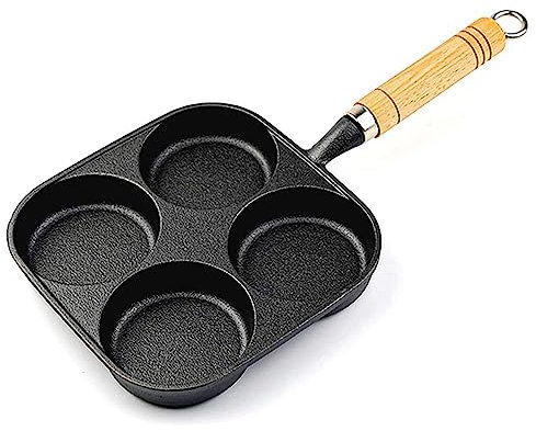 Home & Treat 4-Cup Egg Omelette Non-Stick Pancake Frying Pan, Plett, Crepe Pan | Induction Cast Iron Griddle Set All Hob | Easy Grip Handle Cookware (H&T-02)