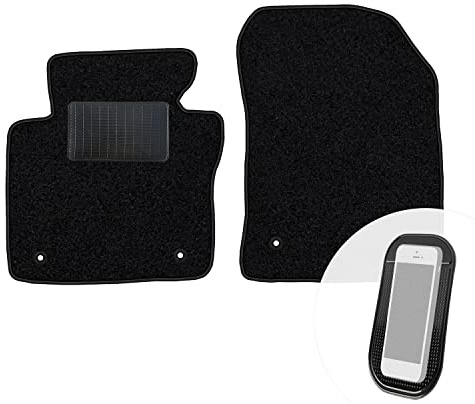 moto-MOLTICO Vorne Fußmatten Auto Velours Autoteppiche | Schwarz Automatten Set 2-teilig passend für VW Caddy II 2003-2020